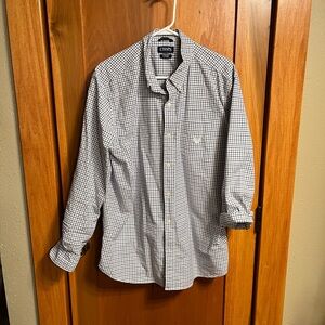 Chaps Men's Blue, Black, and White Gingham Shirt